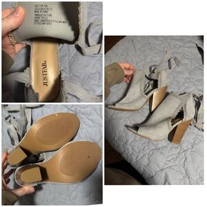JustFab Light Gray Lace-Up Heels